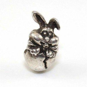 Sterling Silver Signed MA Easter Egg Rabbit Charm